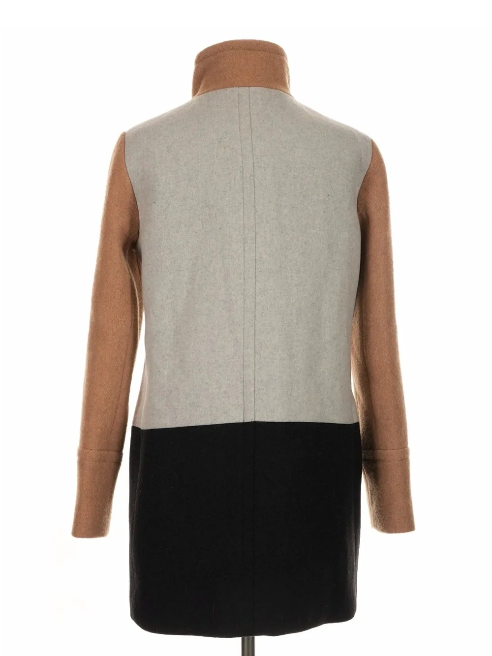 J. Crew Tan and Cream Colorblock Wool City Coat 0